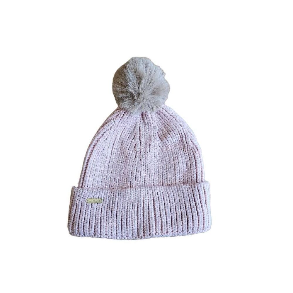 Steve madden womens OS pink blush faux fur knitted beanie